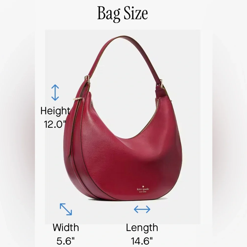Kate Spade Large Nova Crescent Shoulder Bag Red Jam NWOT - Picture 6 of 6